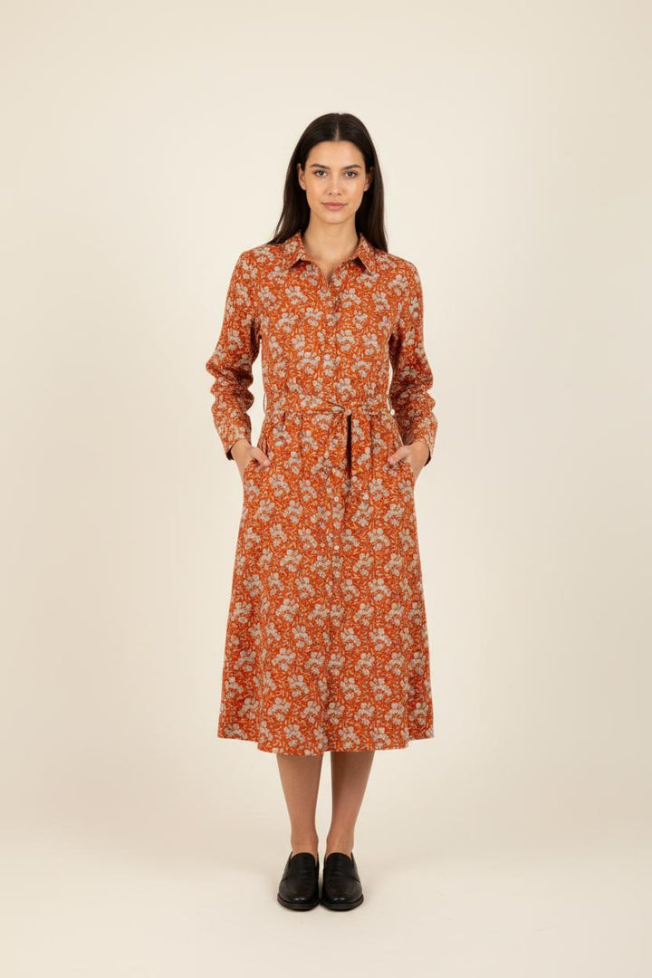 Robe orange fleurie - Taille M/38