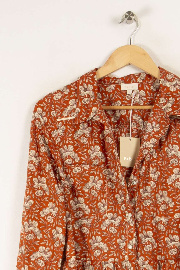 Robe orange fleurie - Taille M/38