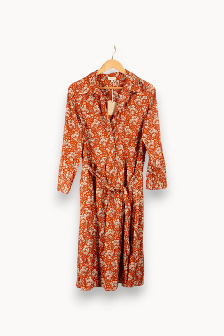 Robe orange fleurie - Taille M/38