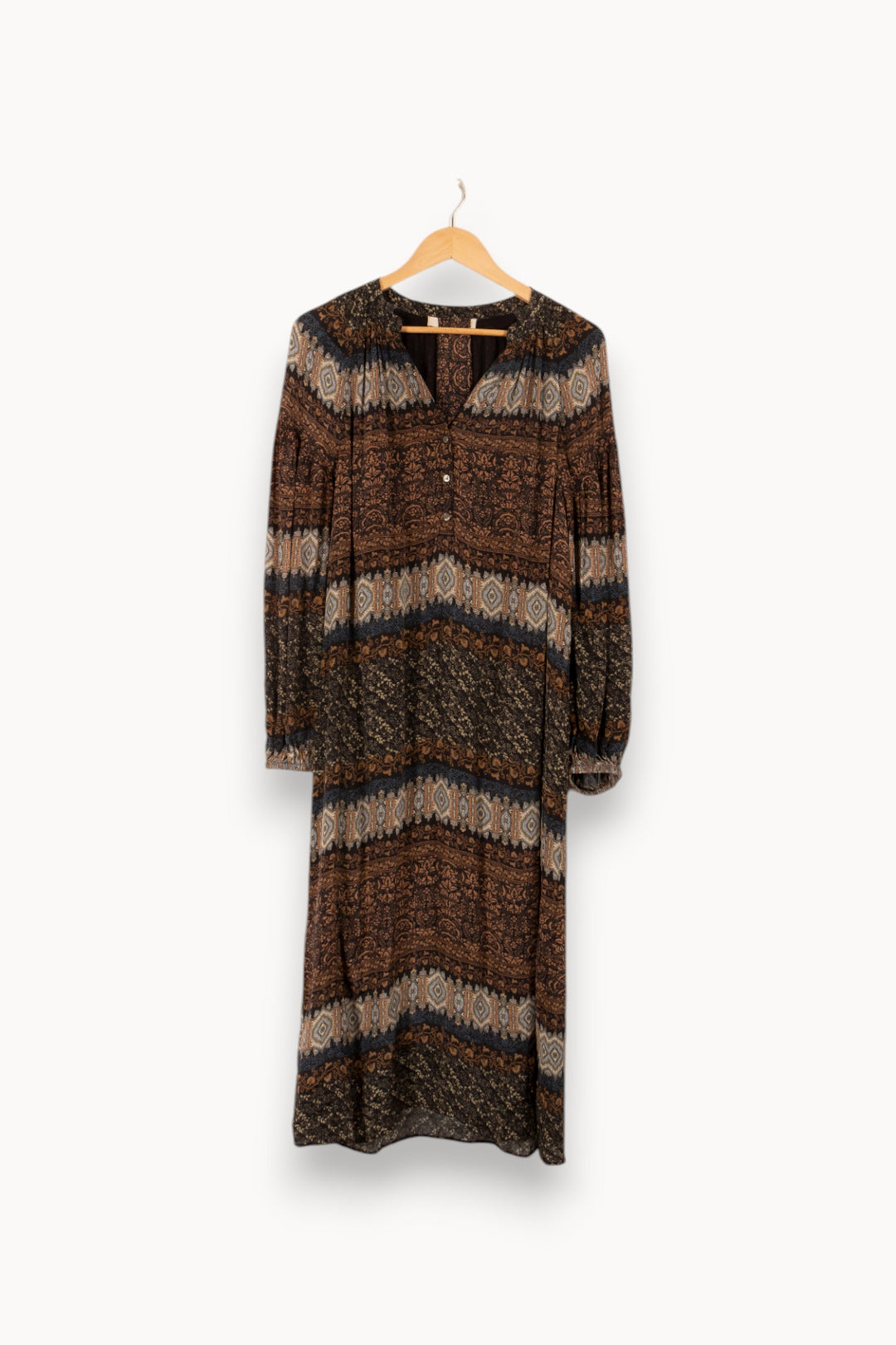 Robe longue marron et noire - Taille M/38