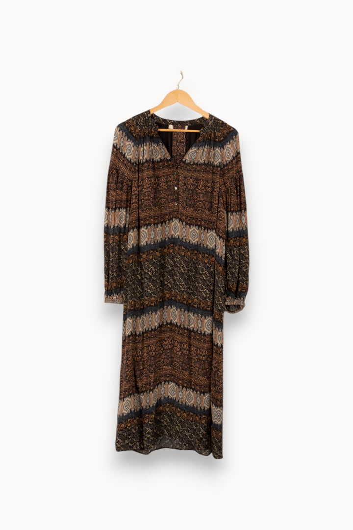 Robe longue marron et noire - Taille M/38