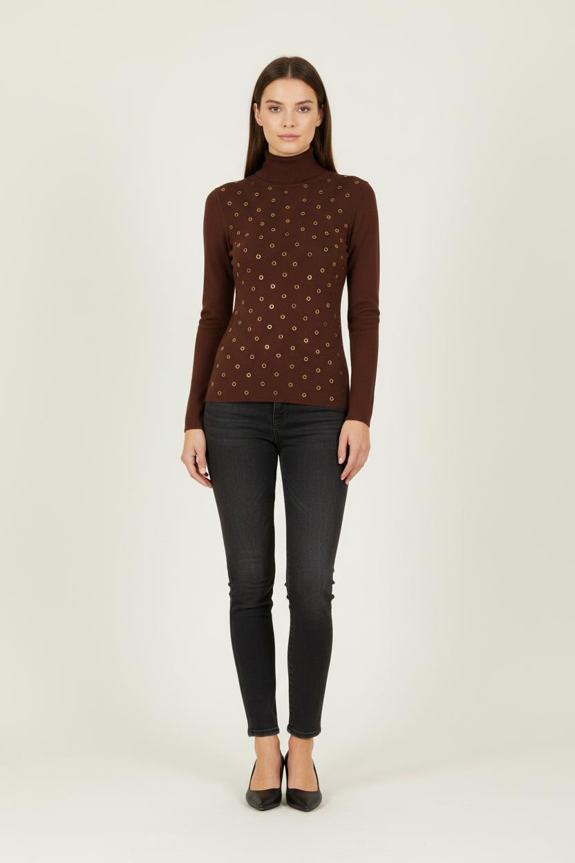 Pull marron avec détails - Taille S/36