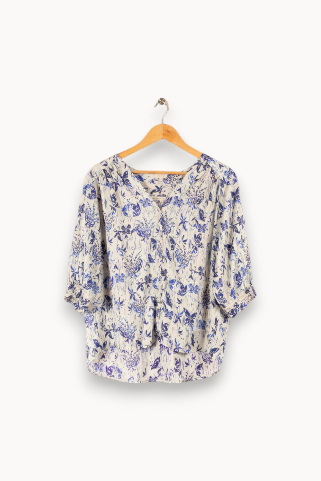 Blouse blanche et bleue - Taille L/40
