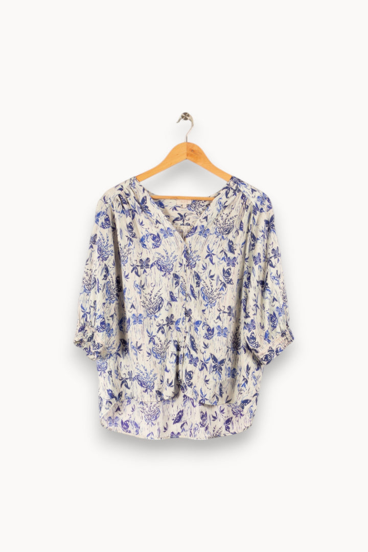 Blouse blanche et bleue - Taille L/40