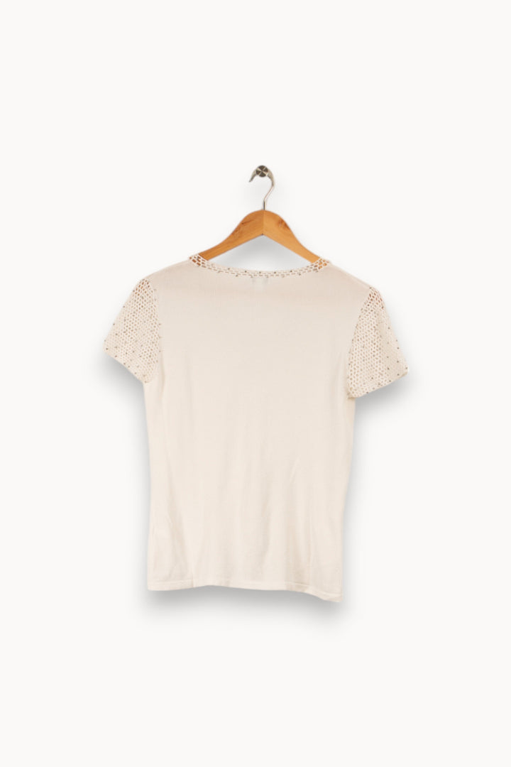 T-shirt blanc avec détails - Taille XL/42