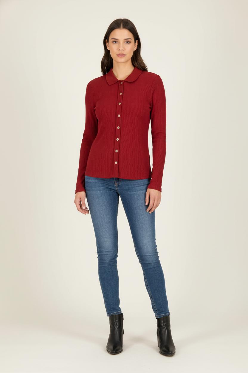 Chemise côtelée bordeaux - Taille XS/34