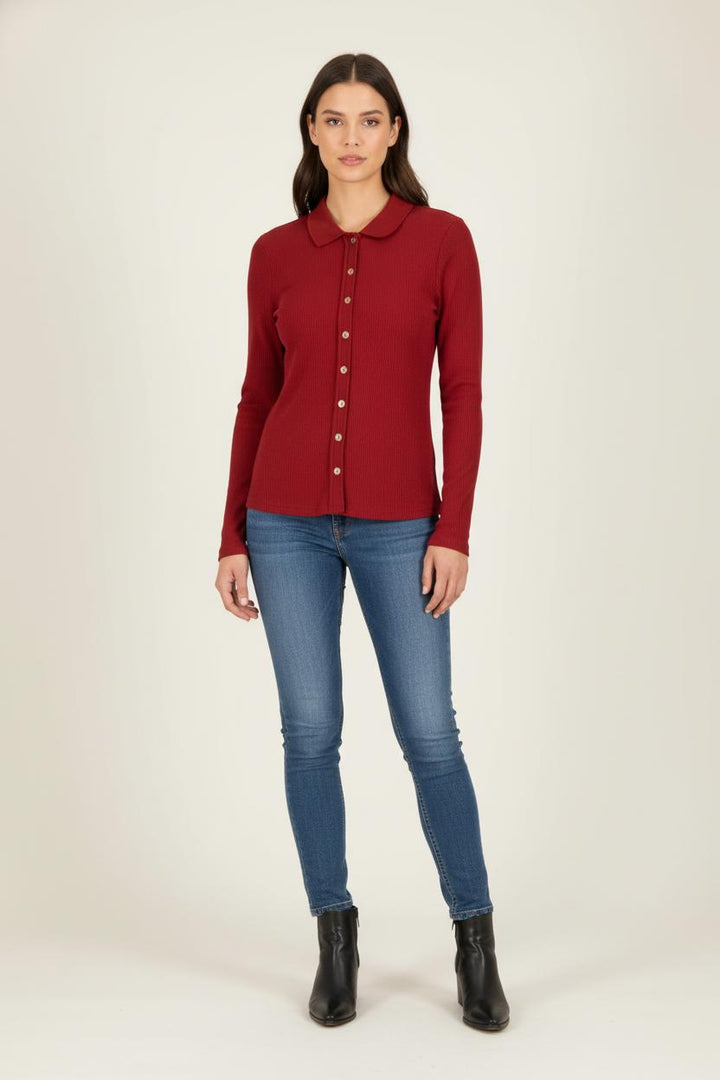 Chemise côtelée bordeaux - Taille XS/34
