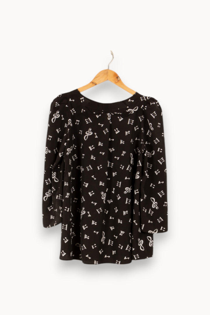 Blouse noire à motifs de notes de musique - Taille M/38