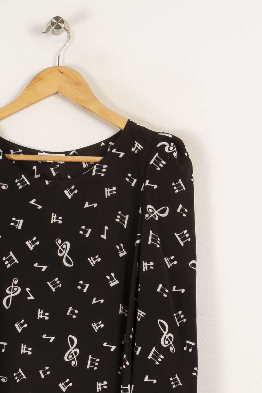 Blouse noire à motifs de notes de musique - Taille M/38