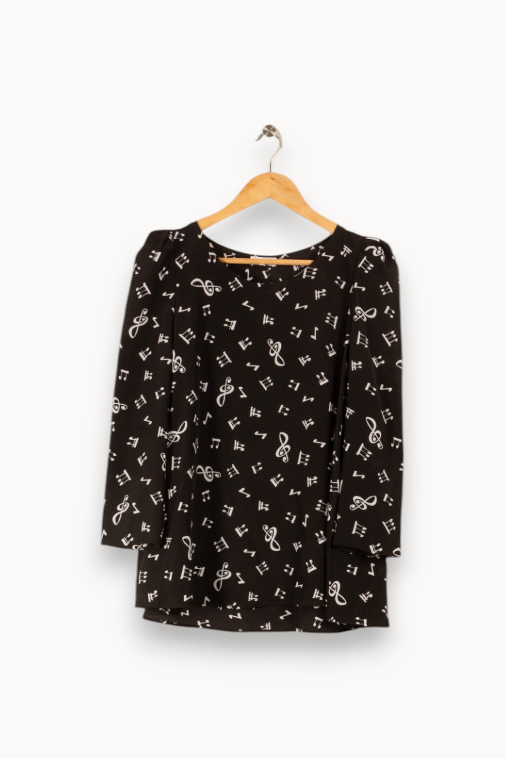 Blouse noire à motifs de notes de musique - Taille M/38