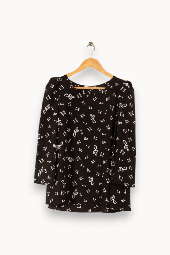 Blouse noire à motifs de notes de musique - Taille M/38