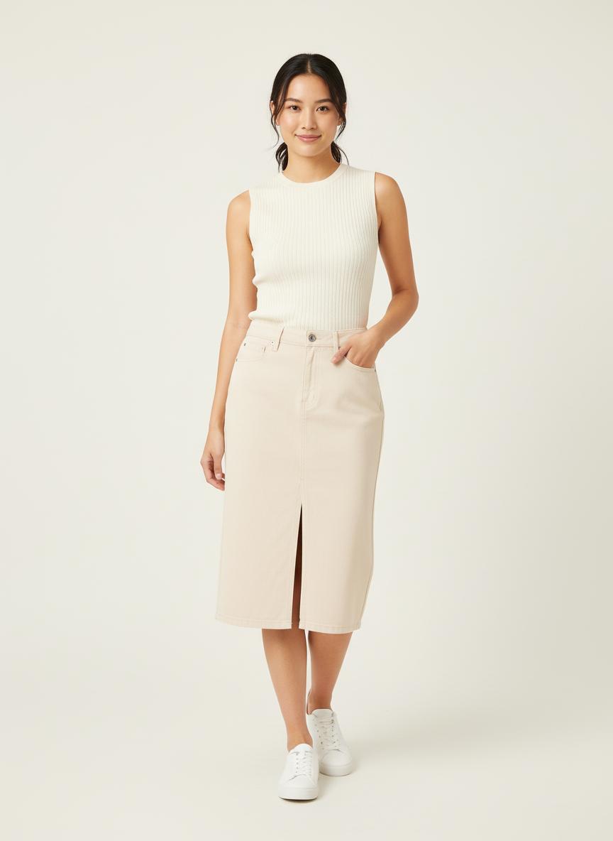 Jupe en jean beige - Taille XS/34