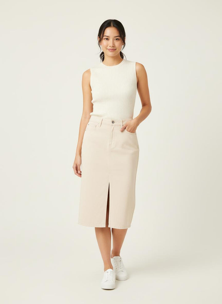 Jupe en jean beige - Taille XS/34