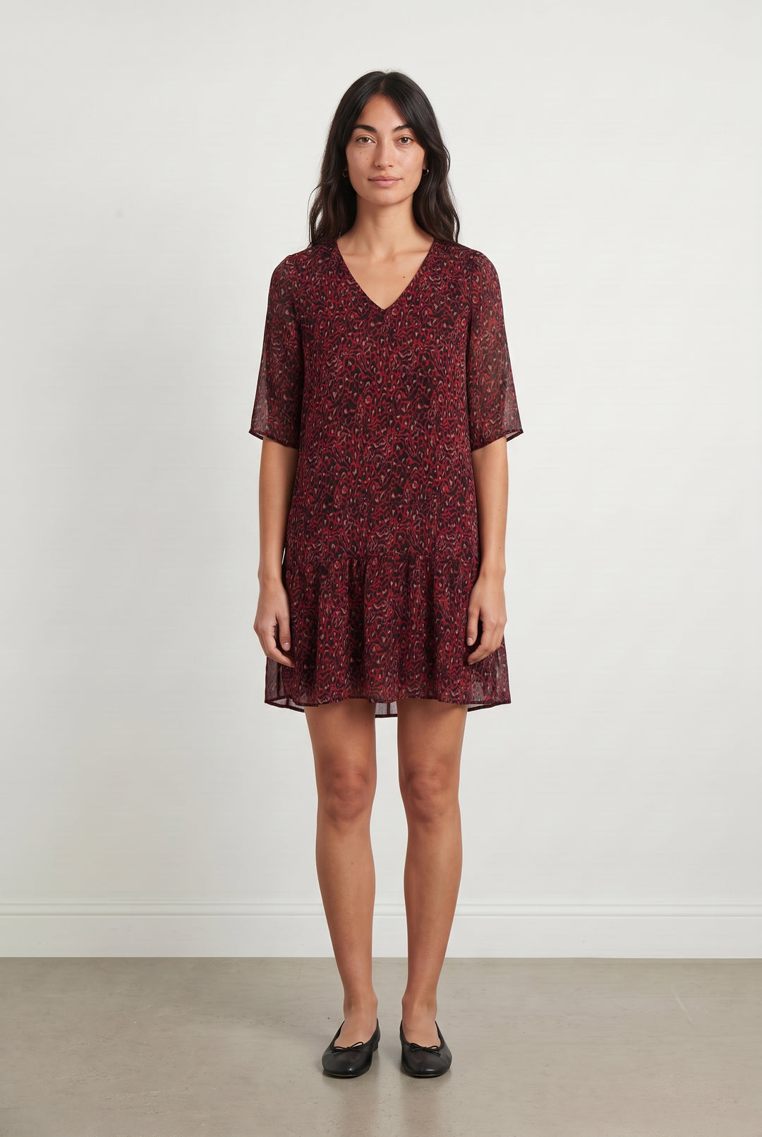 Robe Courte Bordeaux et Noir - Taille S/36 de la marque One Step | PARAD20929 - Vendu par Paradigme - Image 1