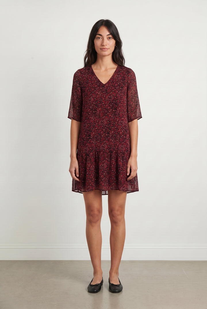 Robe Courte Bordeaux et Noir - Taille S/36 de la marque One Step | PARAD20929 - Vendu par Paradigme - Image 1