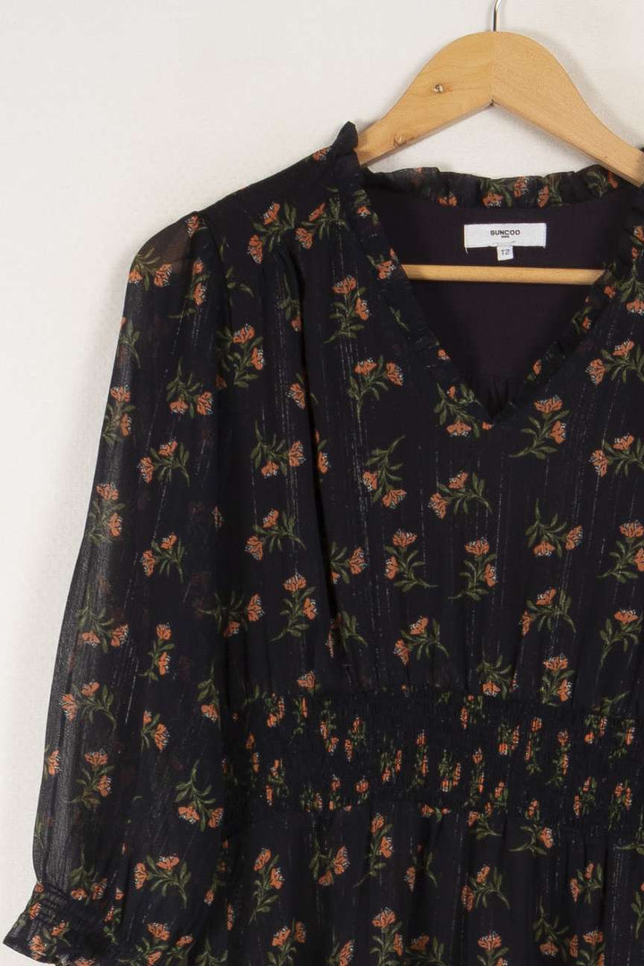 Robe bleue foncée à motifs - Taille M/38
