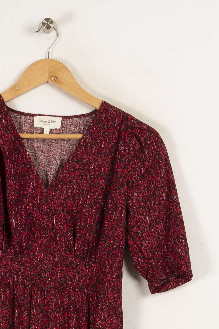 Robe longue bordeaux à motifs - Taille S/36
