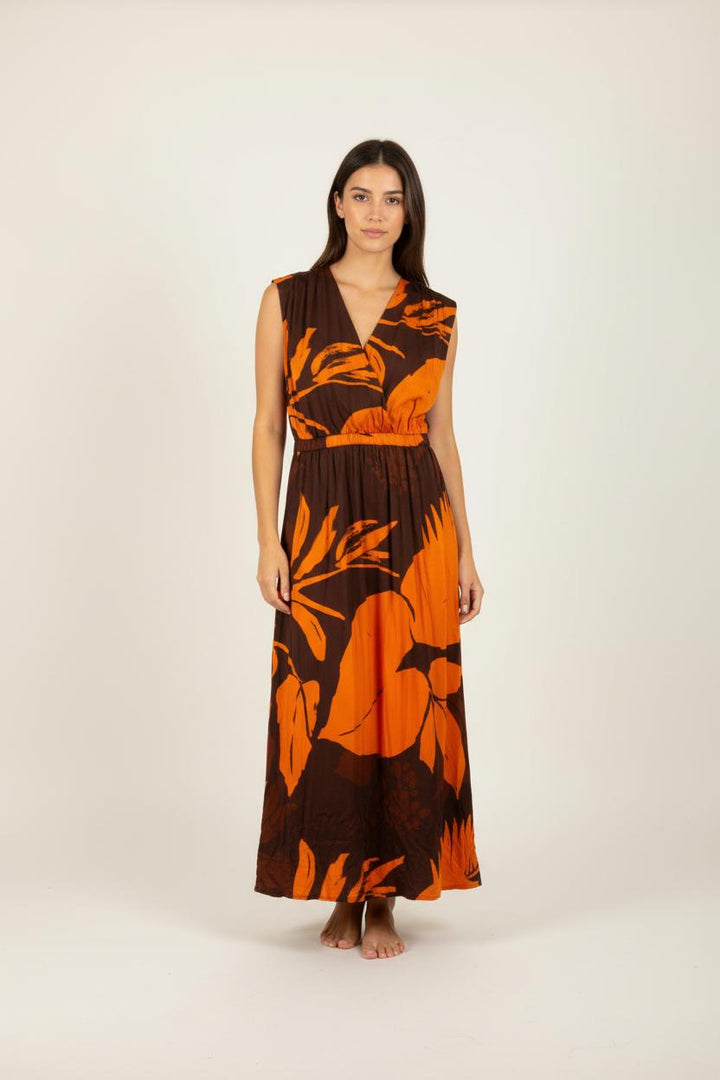 Robe orange à motifs - Taille S/36