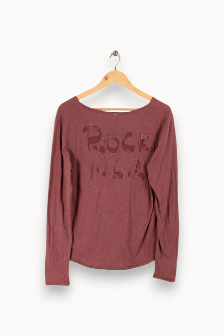 T-shirt manches longues violet avec détails - Taille XL/42