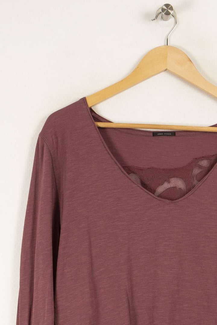T-shirt manches longues violet avec détails - Taille XL/42