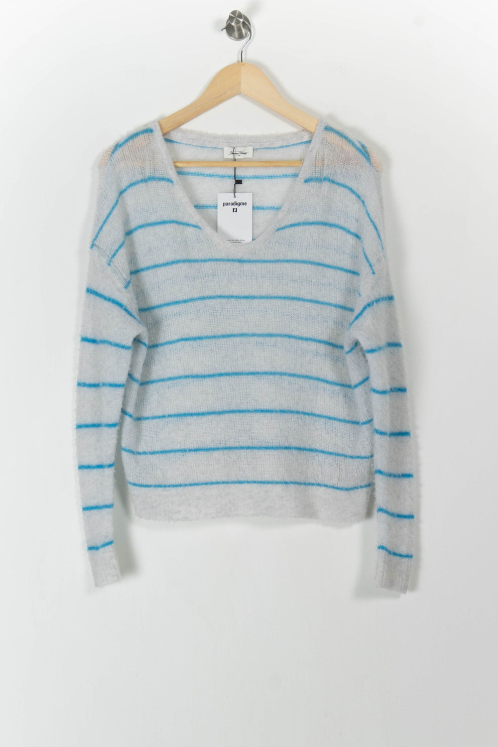 Pull Blanc et Bleu - Taille S/36 de la marque American Vintage | PARAD21300 - Vendu par Paradigme - Image 2