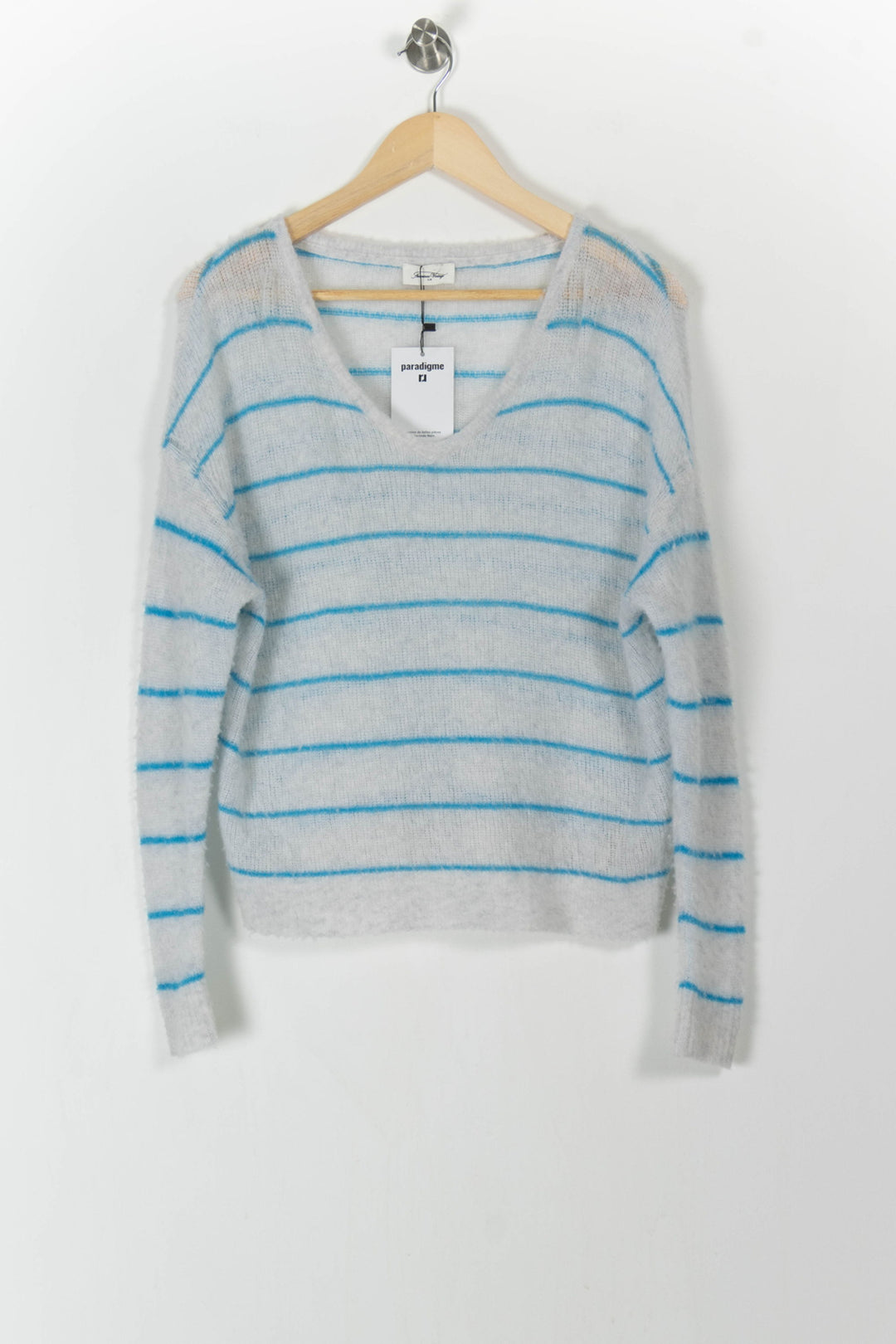 Pull Blanc et Bleu - Taille S/36 de la marque American Vintage | PARAD21300 - Vendu par Paradigme - Image 2