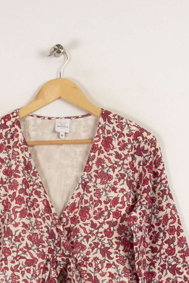 Robe longue blanche et rouge - Taille M/38