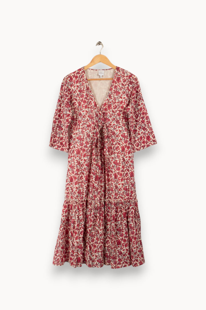 Robe longue blanche et rouge - Taille M/38