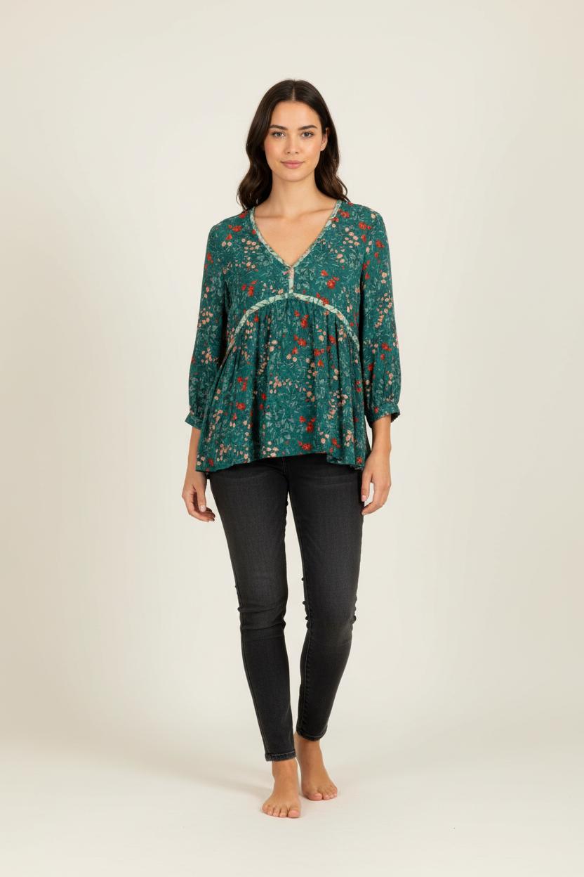 Top vert à motifs - Taille S/36