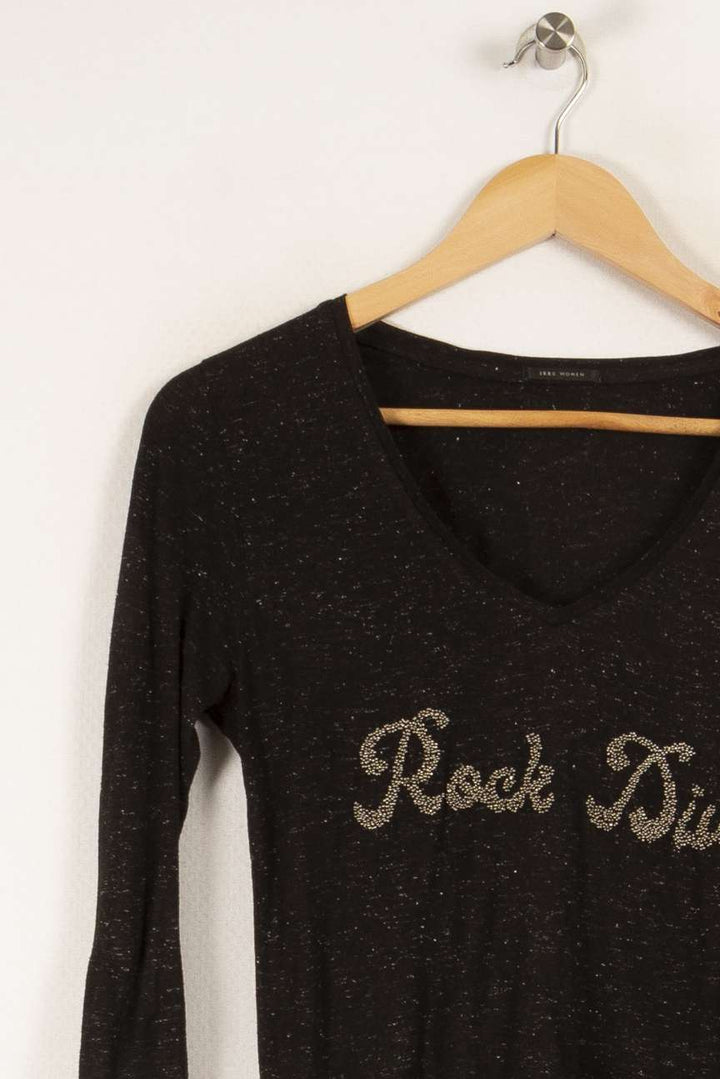 T-shirt manches longues noir avec inscription - Taille M/38