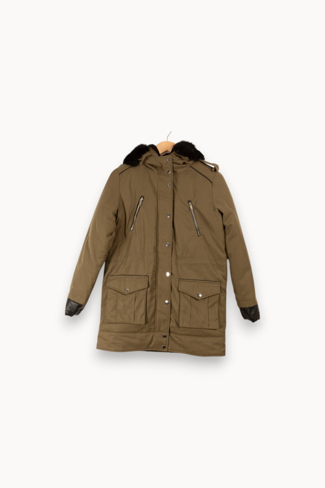 Manteau vert à capuche - Taille S/36