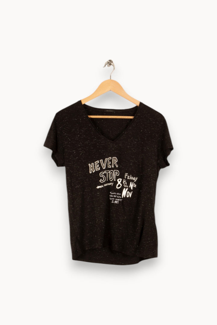 T-shirt noir avec inscription - Taille S/36