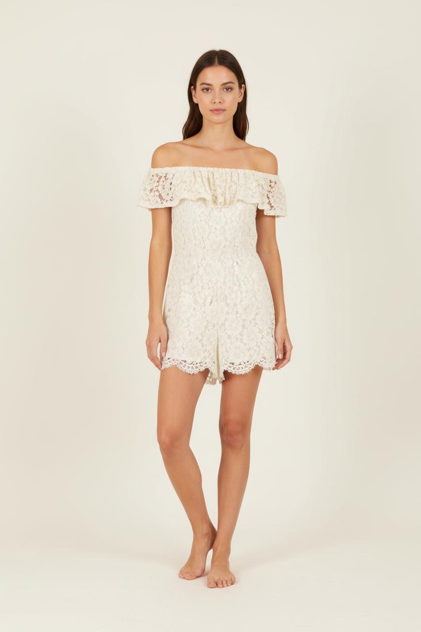 Combishort blanche avec dentelle - Taille S/36