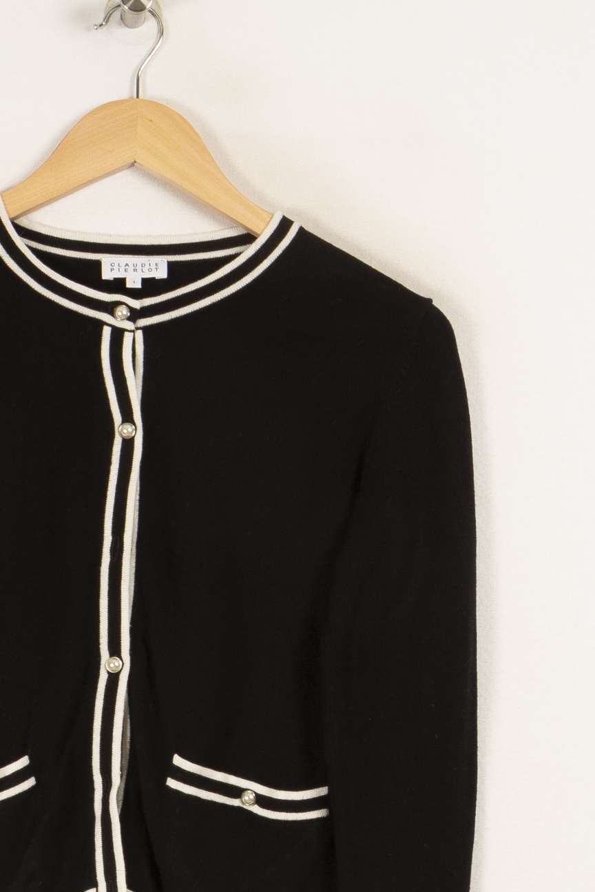 Cardigan noir avec détails blancs - Taille S/36