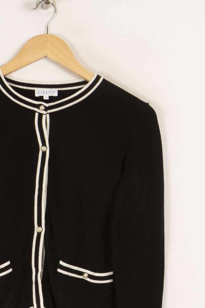 Cardigan noir avec détails blancs - Taille S/36