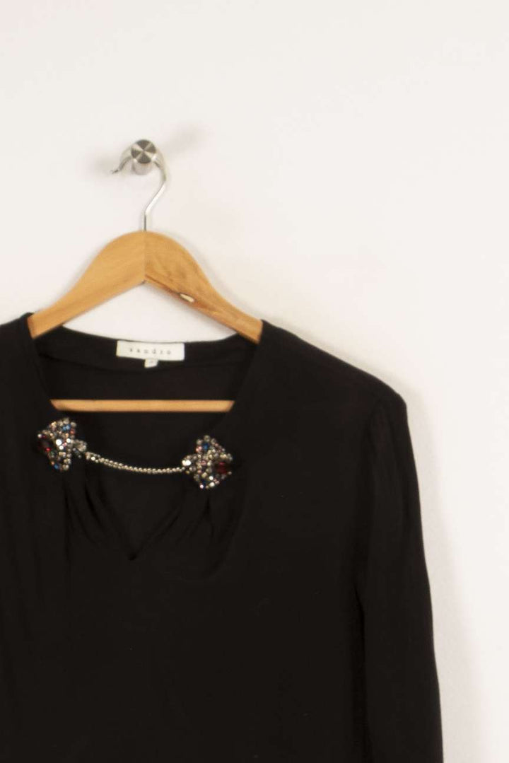 Blouse noire avec bijoux - Taille S/36