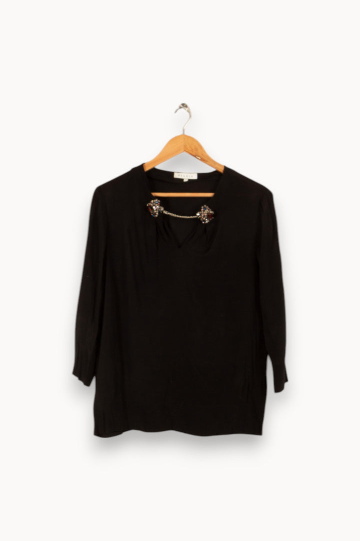Blouse noire avec bijoux - Taille S/36