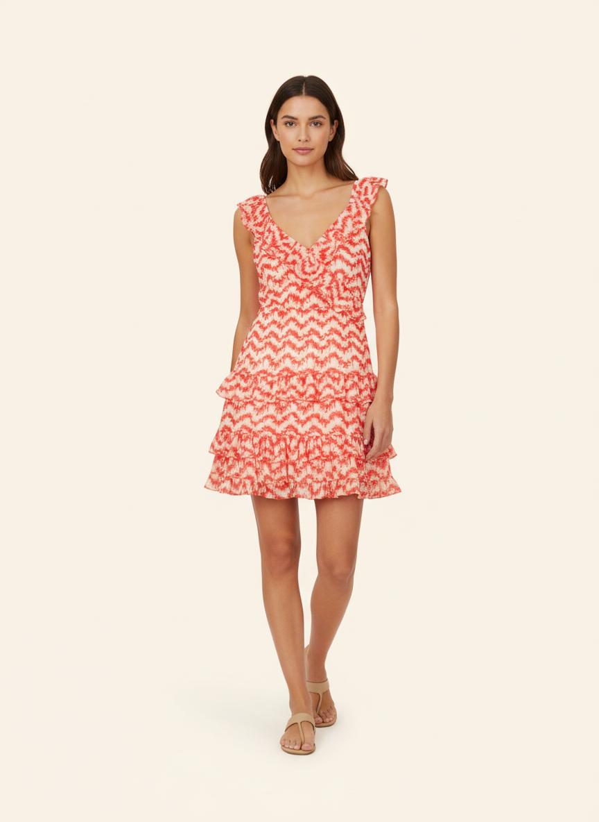 Robe rouge à motifs - Taille XS/34