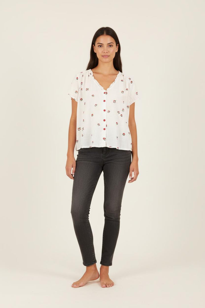 Blouse blanche à motifs - Taille XS/34