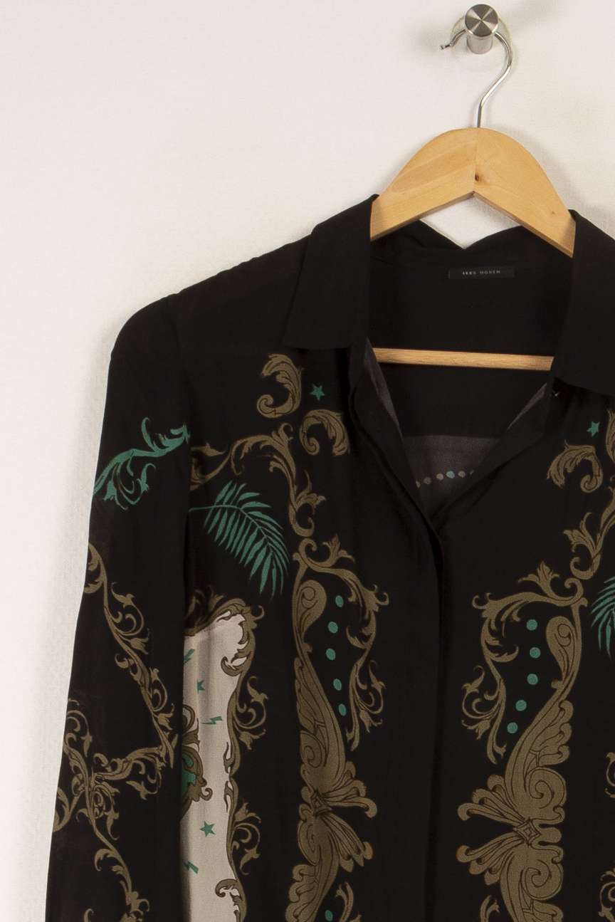 Chemise noire à motifs - Taille XS/34