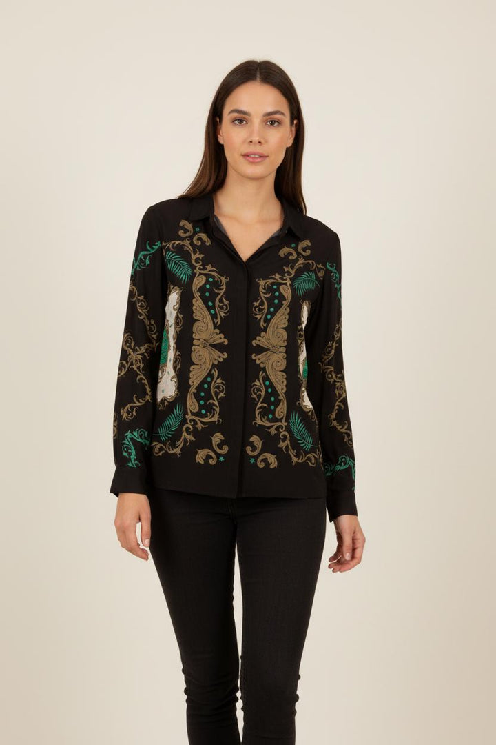 Chemise noire à motifs - Taille XS/34