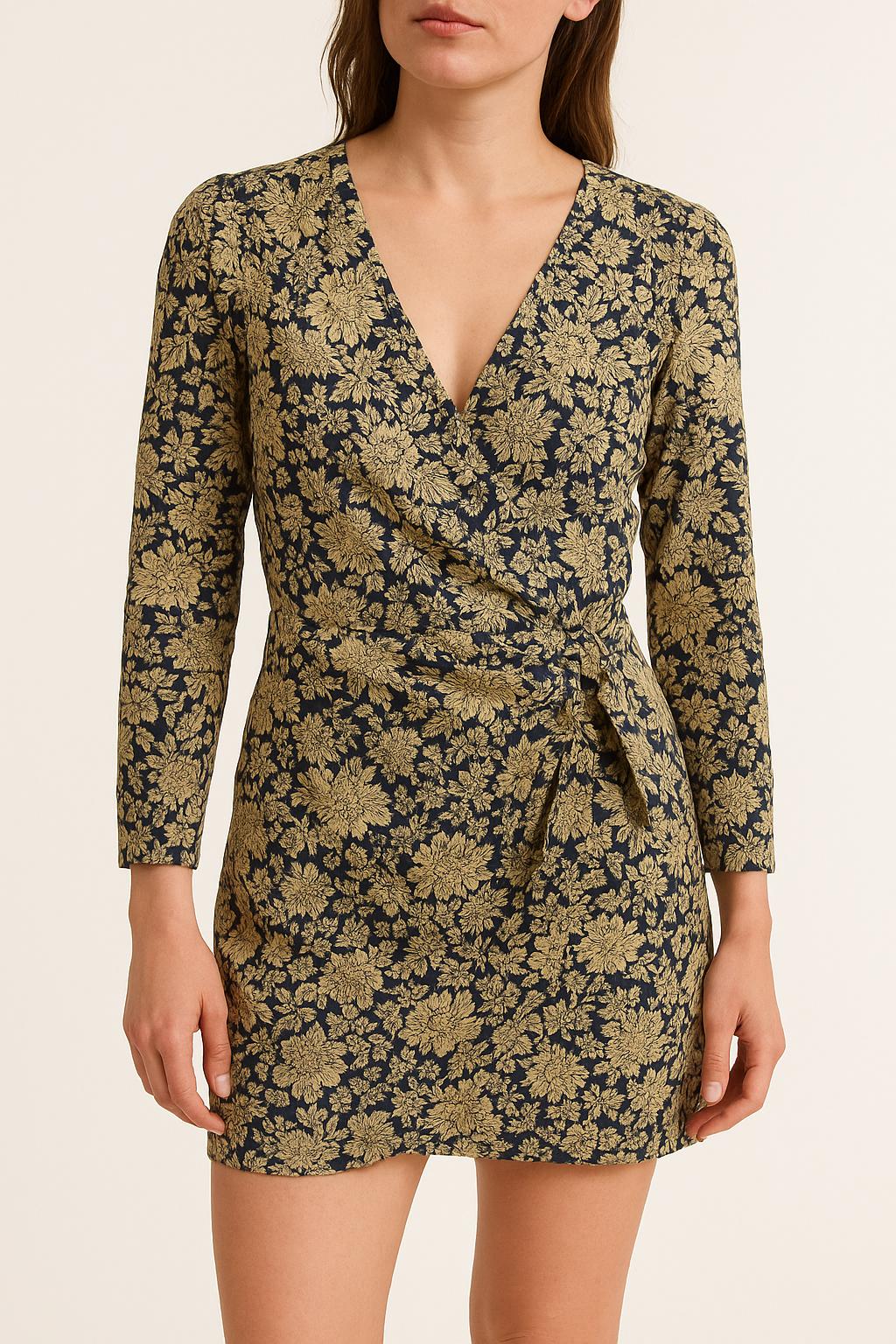 Robe Portefeuille Beige et Bleu - Taille M/38 de la marque Sézane | PARAD21879 - Vendu par Paradigme - Image 1