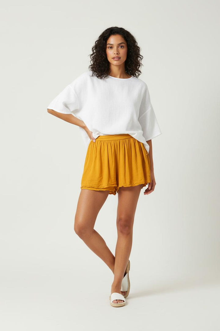 Jupe Courte Jaune - Taille S/36 de la marque American Vintage | PARAD21890 - Vendu par Paradigme - Image 1