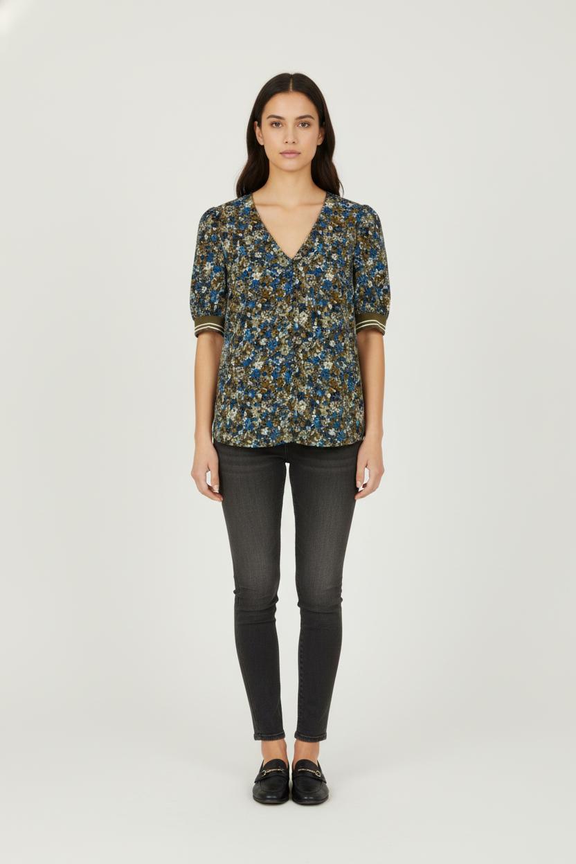 Blouse verte à motifs - Taille L/40