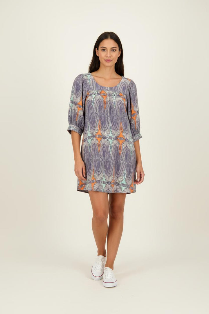 Robe bleue à motifs - Taille S/36