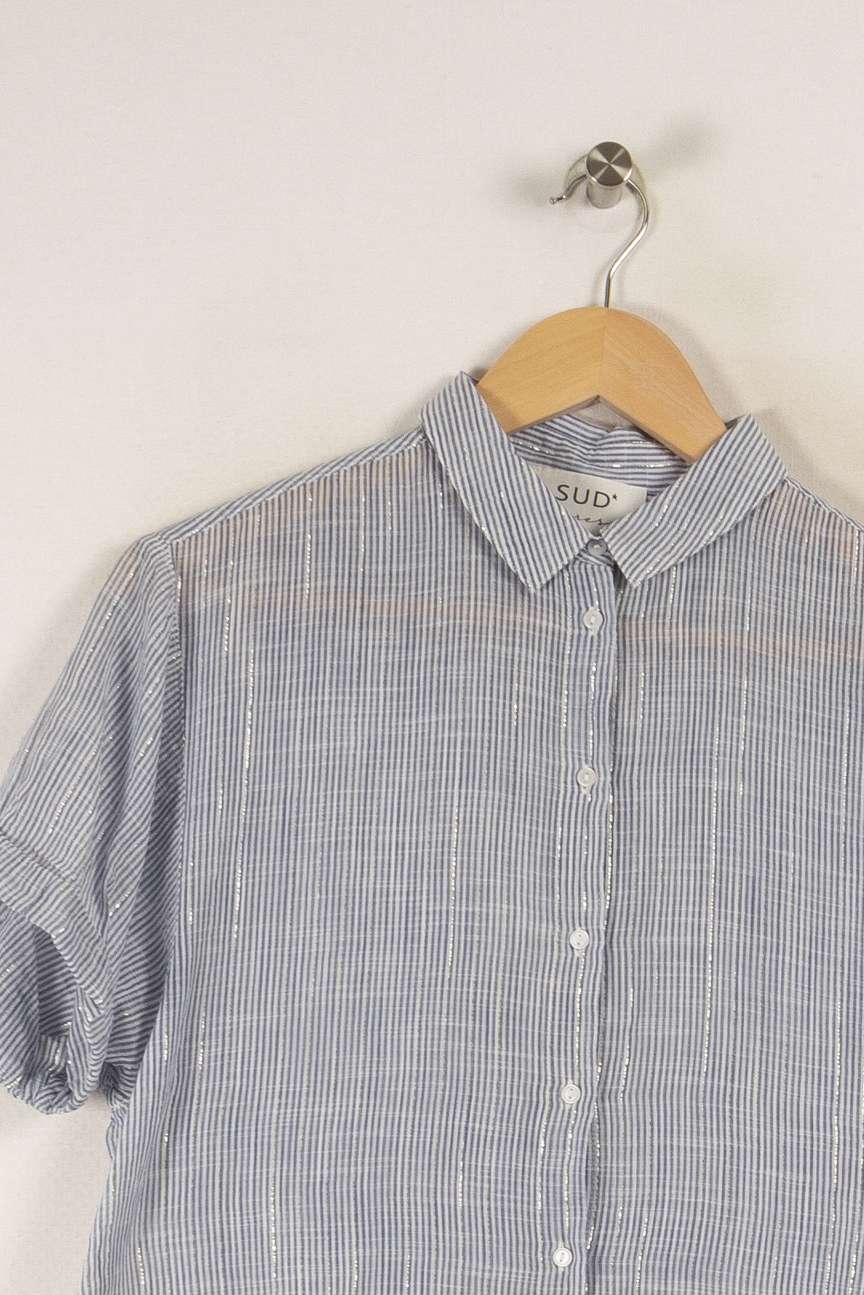 Chemise bleue rayée - Taille M/38 de la marque Sud express | PARAD21963 - Vendu par Paradigme - Image 2