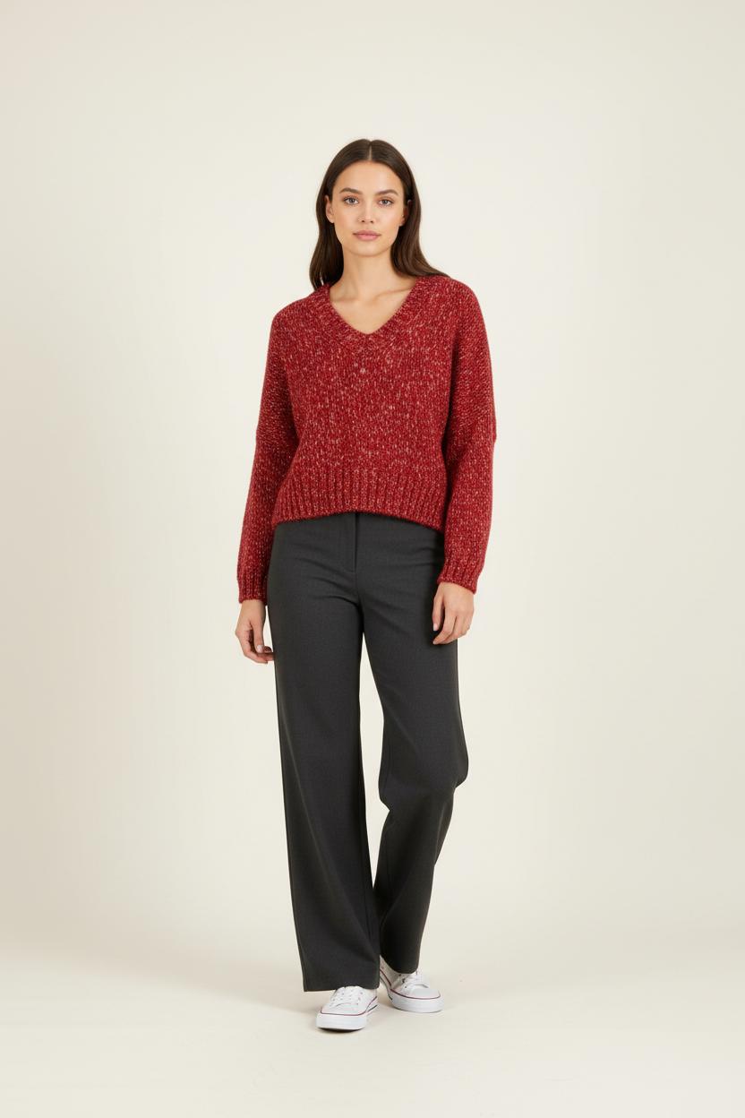 Pull Rouge - Taille S/36 de la marque La Fée Maraboutée | PARAD22234 - Vendu par Paradigme - Image 1
