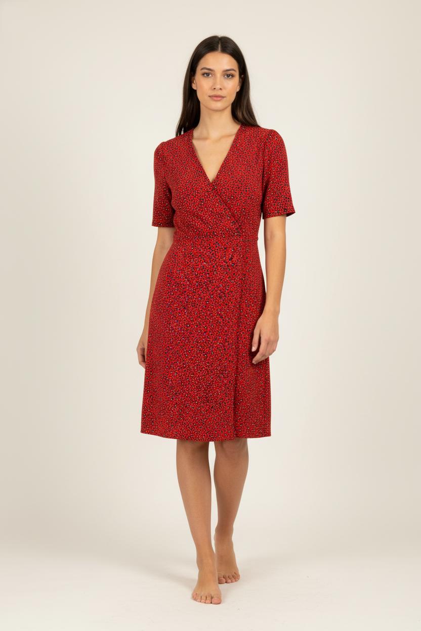 Robe rouge à motifs - Taille XS/34