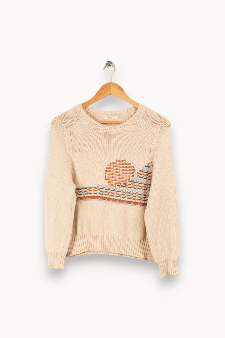 Pull en maille beige avec détails - Taille M/38
