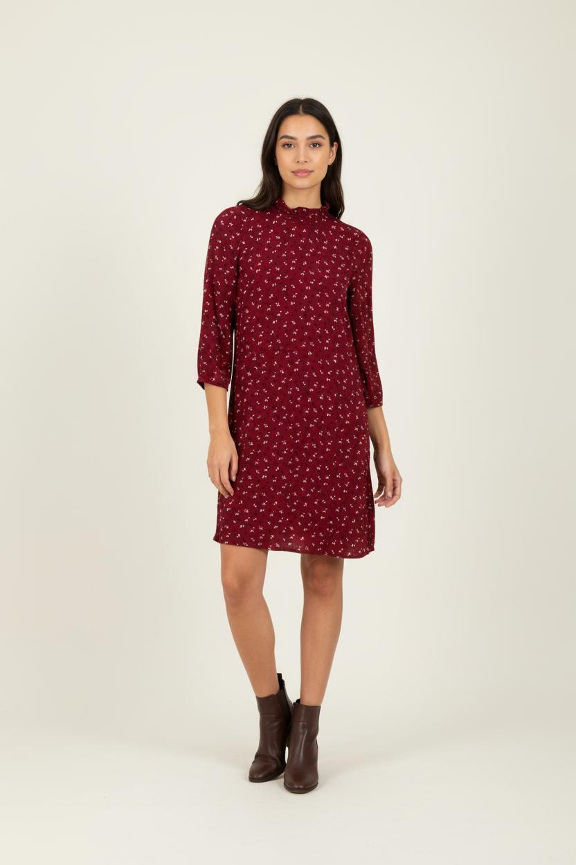 Robe bordeaux à motifs - Taille XS/34